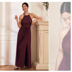 Used once , size 18 burgundy formal dress with sequins